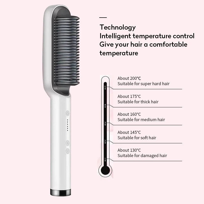 Electric Splint Hair Straightener Air Comb Brush Styling Straight Curling Dual-Use